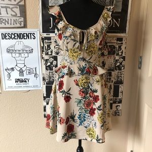 Floral Ruffled Peplum Waist Party Dress